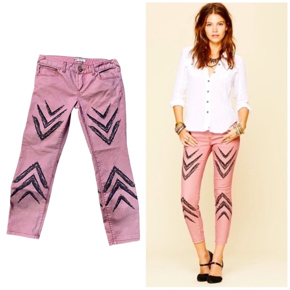 Free People Denim - FREE PEOPLE DOTTED IKAT ARROW JEANS